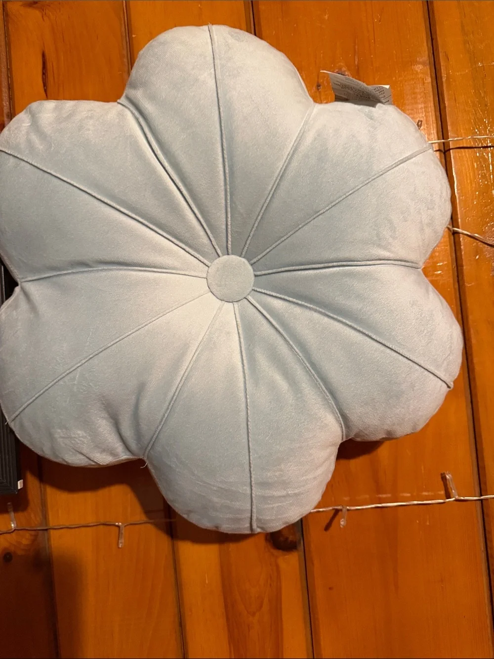 Light Blue Flower-Shaped Velvet Throw Pillow